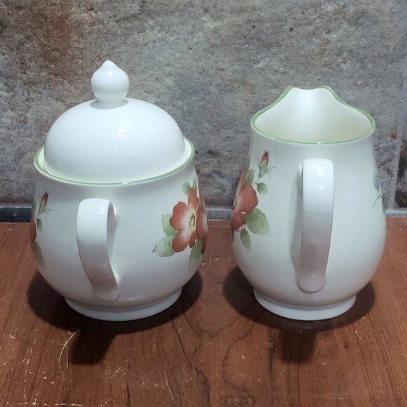 Vintage Keltcraft by Noritake Wild Rose Creamer & Sugar Set Ireland - Picture 7 of 10
